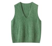 RWGSNB Pullunder Damen Ärmellos Damen Wollpullover Weste Weicher Flauschiger Mohair Ärmelloser Pullover Elegantes Strickwesten Oberteil Lässiger Herbst Warm Gebürstetes Strick Tanktop Grün M