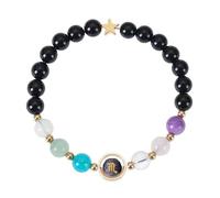 RWGSNB Steine Armband Damen Personalisiertes Sternzeichen Armband für Frauen 6 Mm Naturstein Armreifen Stretch Seil Perlen Edelstein Armreifen Reiki Heilkristall Schmuck Einzigartige Geburtstagsges