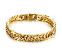 RWQIAN Armband Herren 14K Gold Vergoldet Edelstahl Panzerkette Armbänder 8mm Männer Kubanische Armband 22cm Gliederarmband Geschenke für Papa Sohn Bruder Ehemann
