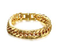 RWQIAN Armband Herren Silber/Gold/Schwarz Edelstahl Panzerkette Armbänder 8mm/12mm/17mm Breit Männer Kubanische Armband Gliederarmband Länge 18/20/22cm Geschenke für Papa Sohn Bruder Ehemann