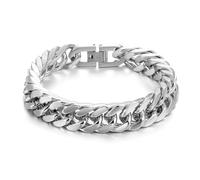 RWQIAN Armband Herren Silber/Gold/Schwarz Edelstahl Panzerkette Armbänder 8mm/12mm/17mm Breit Männer Kubanische Armband Gliederarmband Länge 18/20/22cm Geschenke für Papa Sohn Bruder Ehemann