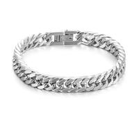 RWQIAN Armband Herren Silber/Gold/Schwarz Edelstahl Panzerkette Armbänder 8mm/12mm/17mm Breit Männer Kubanische Armband Gliederarmband Länge 18/20/22cm Geschenke für Papa Sohn Bruder Ehemann
