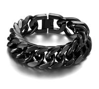 RWQIAN Armband Herren Silber/Gold/Schwarz Edelstahl Panzerkette Armbänder 8mm/12mm/17mm Breit Männer Kubanische Armband Gliederarmband Länge 18/20/22cm Geschenke für Papa Sohn Bruder Ehemann
