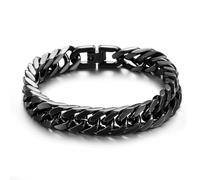 RWQIAN Armband Herren Silber/Gold/Schwarz Edelstahl Panzerkette Armbänder 8mm/12mm/17mm Breit Männer Kubanische Armband Gliederarmband Länge 18/20/22cm Geschenke für Papa Sohn Bruder Ehemann