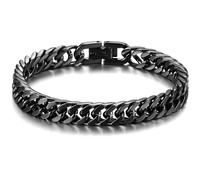RWQIAN Armband Herren Silber/Gold/Schwarz Edelstahl Panzerkette Armbänder 8mm/12mm/17mm Breit Männer Kubanische Armband Gliederarmband Länge 18/20/22cm Geschenke für Papa Sohn Bruder Ehemann