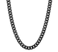 RWQIAN Kette Herren Panzerkette 8mm Schwarzkette 50cm Männer Edelstahl Schwarz Panzerkette Halskette Gliederkette Klassische Link Chain 20" Geschenk für Damen Männer