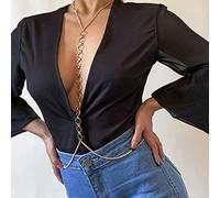 RWRAPS Damen Körperketten Sexy Strand Körperketten Persönlichkeit Ring Kette Halskette Eine Körperkette Frauen (Silber) (Gold)