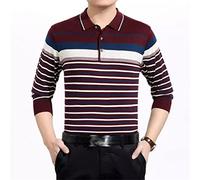 RWRAPS Gestreiftes Fitness-Langarm-Poloshirt, Herren-Poloshirt, Jersey-Herren-Poloshirt, T-Shirt (Farbe: A, Größe: XXXL-Code) (B XL-Code)