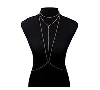 RWRAPS Körperkette Damen Körperkette-Mode Gold Gliederkette BH Mehrschichtig Sexy Einfach Strand Bikini Harness V Halsketten Frauen Schmuck Geschenk Körperschmuck Zubehör