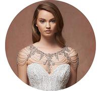 RWRAPS Luxuriöse Strass-Halskette, Choker-Schulterketten, Kristall-Schulter-Körperkette, Geschirr, Perlen-Quasten-Halskette, Halsband, Langer Schmuck für Damen, Silber (Silber)