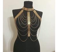 RWRAPS Vintage Legierung Kette Gold Kristall BH Kette Bikini Brust Körper Zubehör Schmuck für Frauen und Mädchen Weihnachten, Gold (Gold)