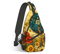RWUTYTIUL Schultertasche für Damen und Herren, kleine Umhängetasche, wasserdicht, für Wandern, Reisen, verstellbarer Riemen, Blume Big Moon, 8.3 * 3.2 * 16.9 inch, Umhängetaschen