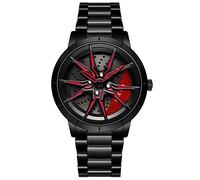 RWXCOW Herren Uhr Men Watch herrenuhr Uhren Watches for Mens orologio Uomo Man für herrenuhren Sale Armbanduhr herrenarmbanduhr (C-Stahlbandschwarz+rot)