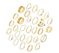Rxgiasup Elegante Stapelbare Silber/Goldfarbene Knotenringe Aus Legierung Elegantes Stapelbares Set Mit Eingelegten Strasssteinen Handgefertigter Schmuck Punk Grunge