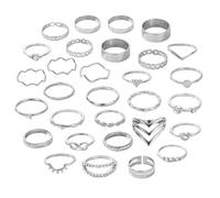Rxgiasup Elegante Stapelbare Silber/Goldfarbene Knotenringe Aus Legierung Elegantes Stapelbares Set Mit Eingelegten Strasssteinen Handgefertigter Schmuck Punk Grunge