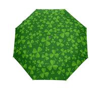 RXYY Grün Kleeblatt Kleeblätter Blätter Falten Auto Öffnen Schließen Regenschirm für Frauen Männer Jungs Mädchen Winddicht Kompakt Reise Leicht Regen Regenschirm
