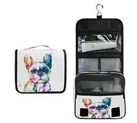 RXYY Hängend Kulturtasche Aquarell Französisch BullHund ausklappbar Bad Turnhalle Kulturbeutel Veranstalter tragbar kosmetisch Waschtasche für Frauen Mädchen