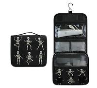 RXYY Hängend Kulturtasche Komisch Tanzen Skelette Schädel Schwarz ausklappbar Bad Turnhalle Kulturbeutel Veranstalter tragbar kosmetisch Waschtasche für Frauen Mädchen