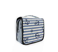 RXYY Hängend Kulturtasche Meer Anker Streifen Blau ausklappbar Bad Turnhalle Kulturbeutel Veranstalter tragbar kosmetisch Waschtasche für Frauen Mädchen