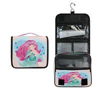RXYY Hängend Kulturtasche Meer Rosa Meerjungfrau Fisch Meershells ausklappbar Bad Turnhalle Kulturbeutel Veranstalter tragbar kosmetisch Waschtasche für Frauen Mädchen