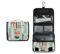 RXYY Hängend Kulturtasche Niedlich Fuchs Bär Hase Igel Vogel ausklappbar Bad Turnhalle Kulturbeutel Veranstalter tragbar kosmetisch Waschtasche für Frauen Mädchen