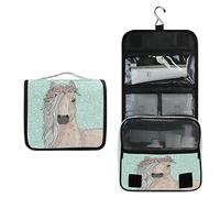 RXYY Hängend Kulturtasche Niedlich Pferd Blumes Aquarell ausklappbar Bad Turnhalle Kulturbeutel Veranstalter tragbar kosmetisch Waschtasche für Frauen Mädchen