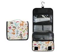 RXYY Hängend Kulturtasche Niedlich Wald Tier Fuchs Hirsch EuleBlumen- ausklappbar Bad Turnhalle Kulturbeutel Veranstalter tragbar kosmetisch Waschtasche für Frauen Mädchen