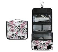 RXYY Hängend Kulturtasche Sugar Skull Blumen- Blumens Rosa ausklappbar Bad Turnhalle Kulturbeutel Veranstalter tragbar kosmetisch Waschtasche für Frauen Mädchen