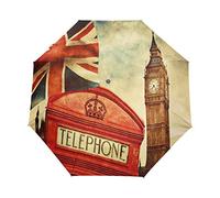 RXYY London Regenschirm Big Ben Union Jack - Faltbar, Automatisches Öffnen/Schließen für Damen, Herren, Jungen, Mädchen - Winddicht, Kompakt, Leicht für Reisen - Mehrfarbig
