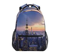 RXYY New York City Himmelscraperst Schulrucksack für Jungs Mädchen Groß Kapazität Büchertasche Reise Tasche Schulter Hochschule Tagesrucksäcke Schule Tasche Büchertasche Wandern Camping