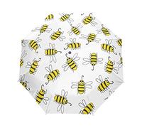RXYY Niedlich Biene Muster Falten Auto Öffnen Schließen Regenschirm für Frauen Männer Jungs Mädchen Winddicht Kompakt Reise Leicht Regen Regenschirm
