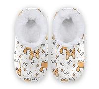 Rxyy Niedlich Hund Corgi Weiß Herzs Sterne Knochen Hausschuhe für Frauen Männer Unisex, Damen Winter Wärme Hause Hausschuhe Pantoffeln Socken Fuzzy Füße Hausschuhe Schlafzimmer