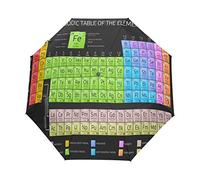 RXYY Periodensystem der Elemente Schwarz Falten Auto Öffnen Schließen Regenschirm für Frauen Männer Jungs Mädchen Winddicht Kompakt Reise Leicht Regen Regenschirm