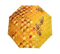 RXYY Tier Biene Bienenwabe Falten Auto Öffnen Schließen Regenschirm für Frauen Männer Jungs Mädchen Winddicht Kompakt Reise Leicht Regen Regenschirm