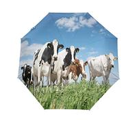 RXYY Tier Kuh Drucken Falten Auto Öffnen Schließen Regenschirm für Frauen Männer Jungs Mädchen Winddicht Kompakt Reise Leicht Regen Regenschirm