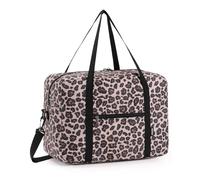 Ryanair Handgepäck 40x30x20 Handgepäck Tasche für Flugzeug Reisetasche Klein Faltbare Sporttasche Weekender Koffer für Herren und Damen von WANDF(Rosa Leopard 24L mit Schultergurt)