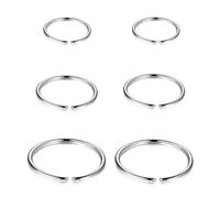 Ryaupy 6er Set Nasenpiercing, Septum, Knorpel und Helix Ohr Piercing aus Edelstahl für Damen und Herren, 6mm, 8mm, 10mm - Nasenring in Silber,