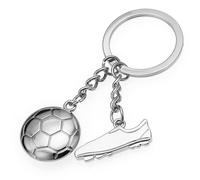 Ryaupy Fußball Schlüsselanhänger - Silberner Fußballschuh und Ball - Metallischer Sport Fan Schlüsselanhänger - Geschenk für Fußballspieler und Fans - Für Männer, Kinder und Frauen