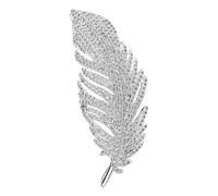 Ryaupy Retro Strass Feder Brosche - Glitter Elegant Strass Kleid Broschen Anstecknadeln - Fashion Party Brosche Für Frauen Und Männer Legierung Pins Bankett Hochzeit Kleidung Zubehör(Silber)