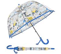 Rylae Regenschirm Kinderschirm Stockschirm, Windsicher Robustheit Regen Regenschirm Transparent mit Bulldozer Druck Kinderregenschirm Durchsichtig Junge Mädchen, Kuppel-Blasenschirm Durchmesser 70cm