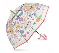 Rylae Regenschirm Kinderschirm Stockschirm Windsicher Robustheit Regen Regenschirm Transparent mit Druck Kinderregenschirm Durchsichtig Junge Mädchen Kuppel-Blasenschirm Durchmesser 70cm (Kaninchen)