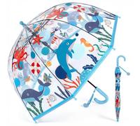 Rylae Regenschirm Kinderschirm Stockschirm Windsicher Robustheit Regen Regenschirm Transparent mit Druck Kinderregenschirm Durchsichtig Junge Mädchen Kuppel-Blasenschirm Durchmesser 70cm (Delfin)
