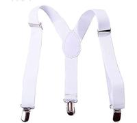 Rzcin Hosenträger für Kinder, Mädchen, Jungen, verstellbar, Y-Rücken, elastische Hosenträger mit Metall-Clips für Jungen, Mädchen, für Kinder, verstellbar, elastisch, Y-Form, Weiß