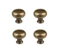 RZDEAL 4 Stück 2,5 x 2,3 cm Antik-Stil, Messing, einfache und elegante Ziehen, solide Hardware-Knöpfe für Möbel, Schrank, Schubladen, Kasten, Türgriffe (antikes Messing)