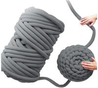 RZXBB Armstricken Wolle 500g, Wolle Zum Stricken,Riesenwolle Handgestricktes Wollgarn, Länge Ca 25M,DIY Klobiges Dicke Wolle Garn Decke Für Riese Klobig Sticken Werfen Sofa Decke Blanket (Grau)