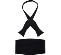 S.H. Churchill & Co. Fliege und Kummerbund aus 100 % Seide, für Smoking, Hochzeit, Abschlussball oder schwarze Krawatte, 16 mm Seide, Geschenkbox, Schwarz, Schwarz, Einheitsgröße