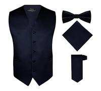 S.H. Churchill & Co. Herren 4-teiliges Set mit Fliege, Krawatte und Einstecktuch - Blau - Small