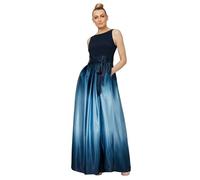 S.L. Fashions Damen Langes Satinkleid für die Brautmutter mit Taschen, Formelle Partykleid (Zierliche und Normale Größen) Formales Abendkleid, Marineblau/Wedgewood, 44