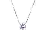 S.Leaf Geburtsstein-Halskette für Frauen, Diamant-Halsketten, CZ-Halskettenanhänger, Zirkonia, Halskette, Sterlingsilber, Solitär-Anhänger für Frauen