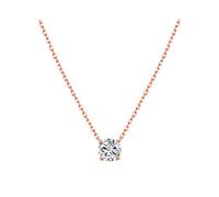 S.Leaf Zierliche Zirkonia-Halskette, Solitär-Halskette, Sterlingsilber, Zirkonia, Diamant-Anhänger, Halsketten, Goldhalsketten für Damen, Metall, Zirkonia